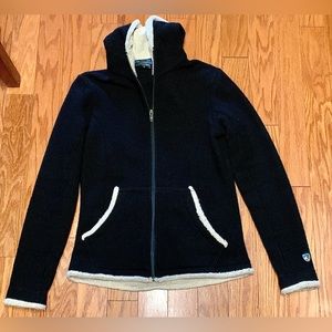 Women’s Small Black KUHL Alfpaca Full Zip Thumb Hole Fleece Hoodie
